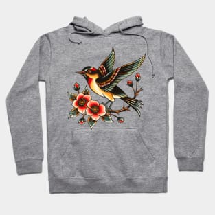 Vintage Flash Tattoo Sparrow Bird Hoodie